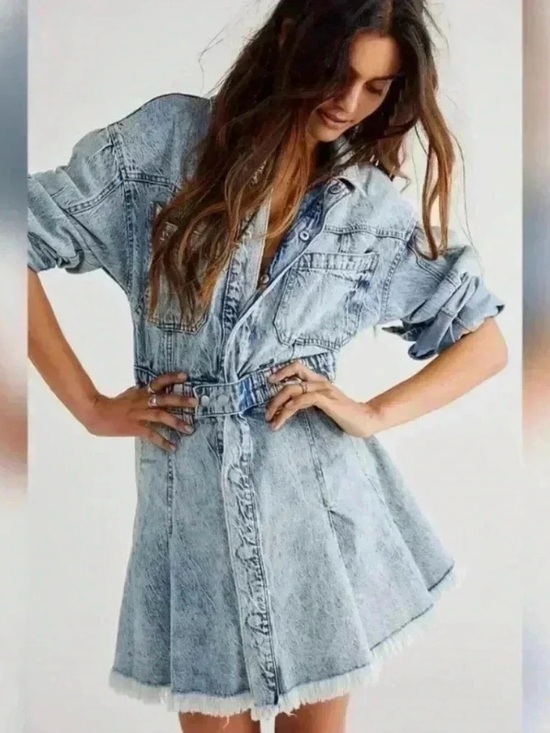 We The Free Dresses & Skirts - NWT We The Free | Free People | Chain of Command Denim Mini Dress frayed - SZ M